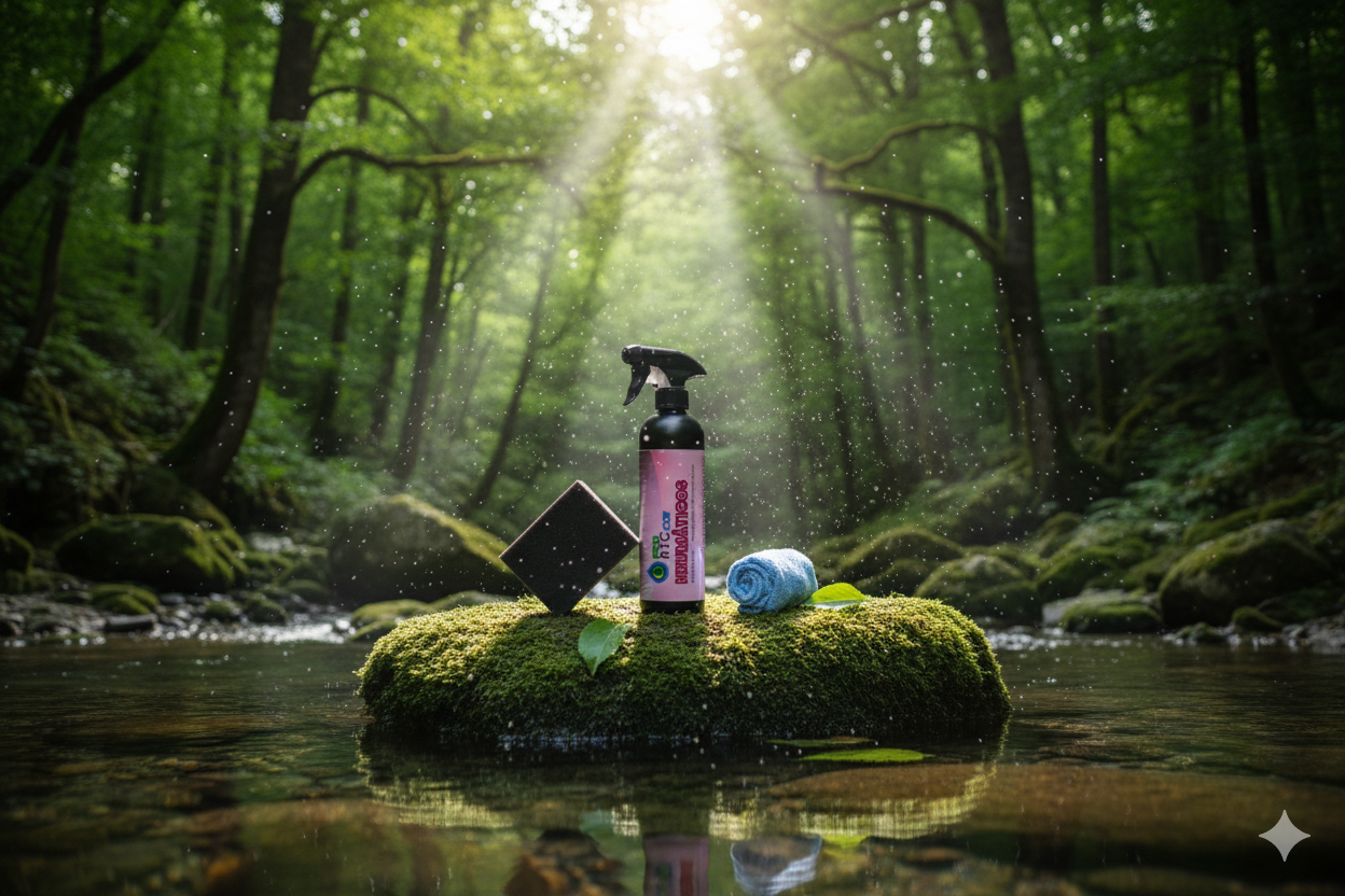 Botella de abrillantador de neumáticos EcoRTCcar 500ml con pulverizador. Protege el medio ambiente.