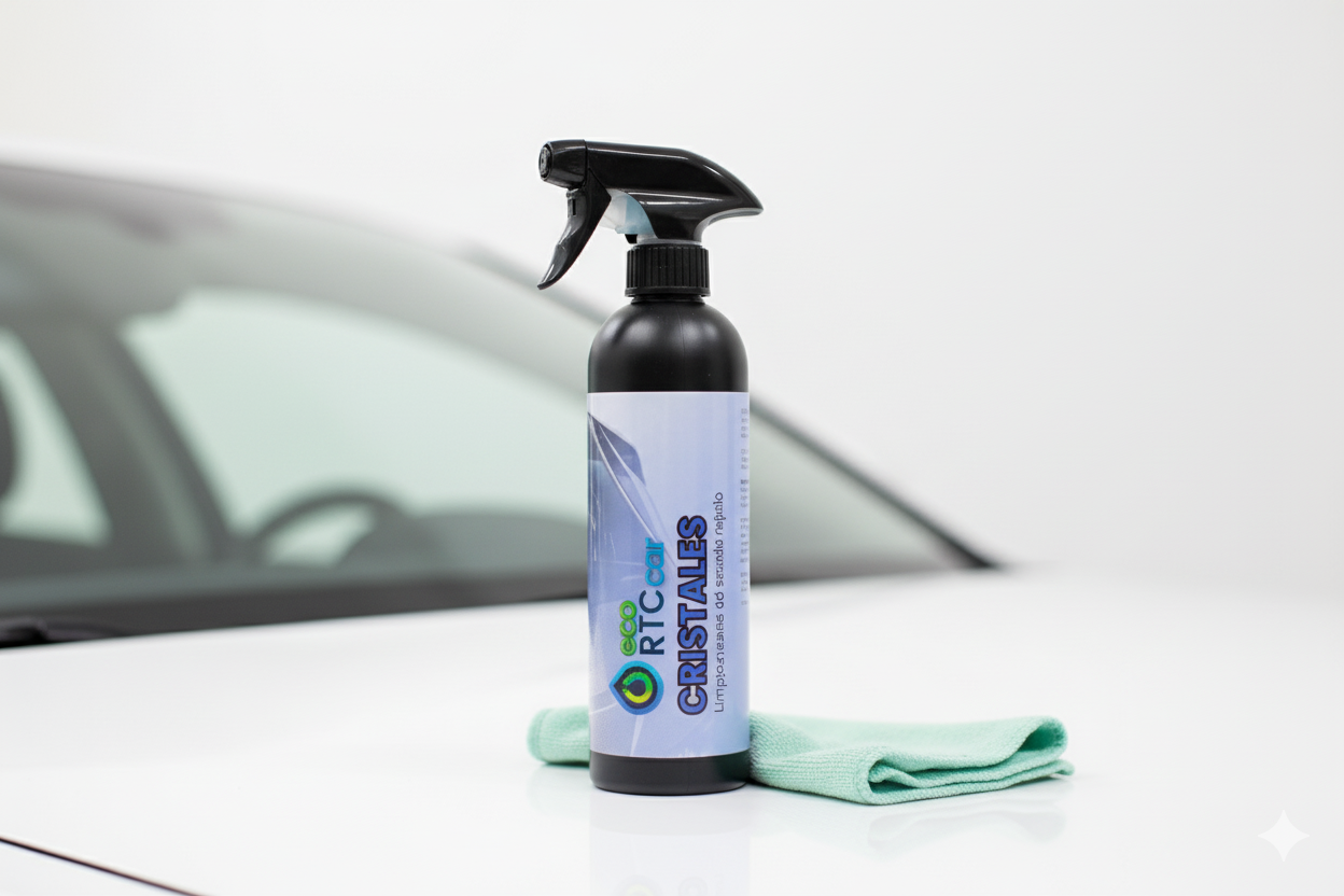 Botella de limpiador de cristales EcoRTCcar 500ml con pulverizador. cristales limpios.