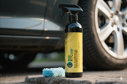 Botella de limpiador de llantas EcoRTCcar 500ml con pulverizador. llantas como nuevas.
